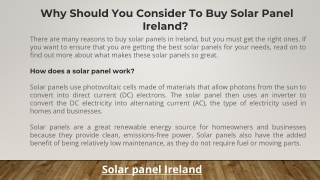 Why Should You Consider To Buy Solar Panel Ireland