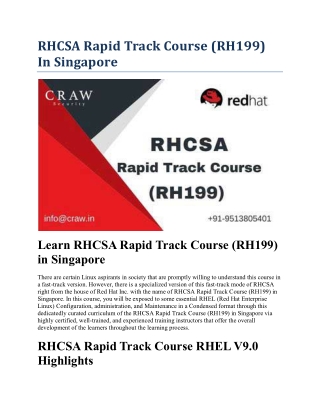 RHCSA Rapid Track Course (RH199) In Singapore
