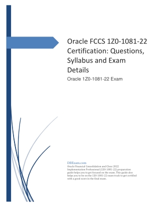 Oracle FCCS 1Z0-1081-22 Certification: Questions, Syllabus and Exam Details