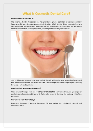 What Is Cosmetic Dental Care?