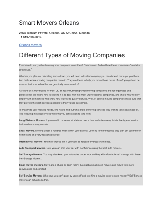 Smart Movers Orleans