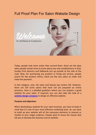 Full Proof Plan For Salon Website Design