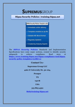 Hipaa Security Policies | training-hipaa.net