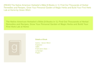 [READ] The Native American Herbalistâ€™s Bible [9 Books in 1] Find Out Thous