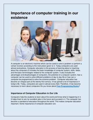 Importance of computer training in our existence