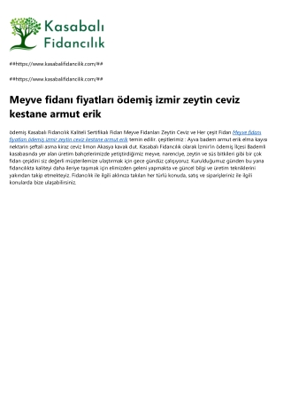 Meyve fidanı fiyatları ödemiş izmir zeytin ceviz kestane armut erik