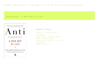 [READ] Anticancer A New Way of Life  by David Servan-Schreiber
