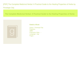 [PDF] The Complete Medicinal Herbal A Practical Guide to the Healing Propert