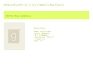 [FREE][DOWNLOAD] 365 Tao Daily Meditations  by Ming-Dao Deng