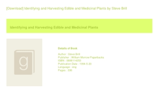 [Download] Identifying and Harvesting Edible and Medicinal Plants  by Steve