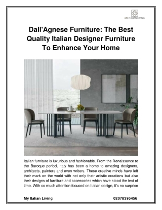 Dall'Agnese Furniture The Best Quality Italian Designer Furniture To Enhance Your Home