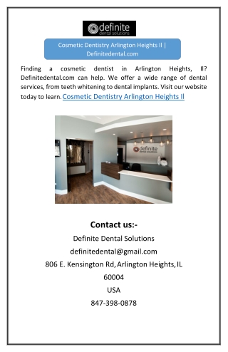Cosmetic Dentistry Arlington Heights Il | Definitedental.com