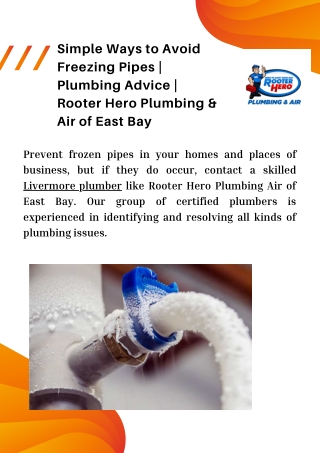 Simple Ways to Avoid Freezing Pipes  Plumbing Advice  Rooter Hero Plumbing & Air of East Bay