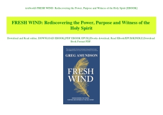 textbook$ FRESH WIND Rediscovering the Power  Purpose and Witness of the Holy Spirit [EBOOK]