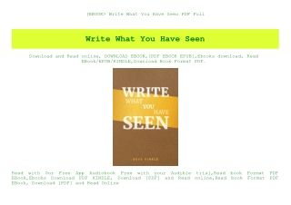 (EBOOK Write What You Have Seen PDF Full