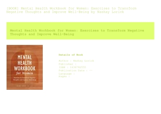 [BOOK] Mental Health Workbook for Women Exercises to Transform Negative Thou
