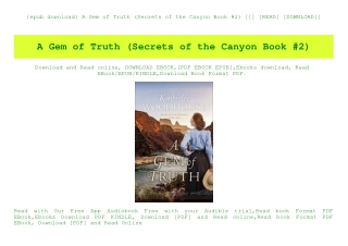 {epub download} A Gem of Truth (Secrets of the Canyon Book #2) [[] [READ] [DOWNLOAD]]