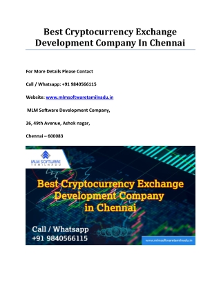 Best Cryptocurrency Exchange Development Company In Chennai