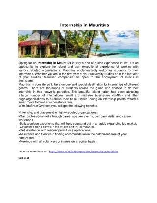 Internship in Mauritius