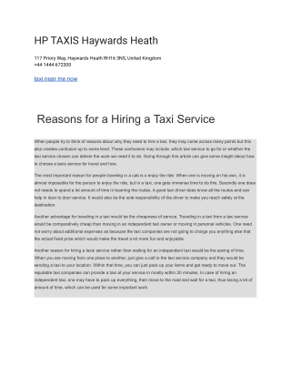 HP TAXIS Haywards Heath