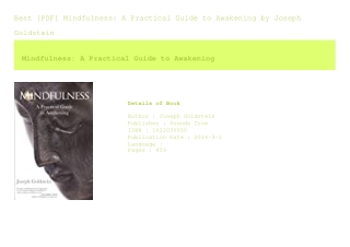 Best [PDF] Mindfulness A Practical Guide to Awakening  by Joseph Goldstein