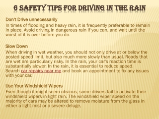 6 Safety Tips For Driving In The Rain