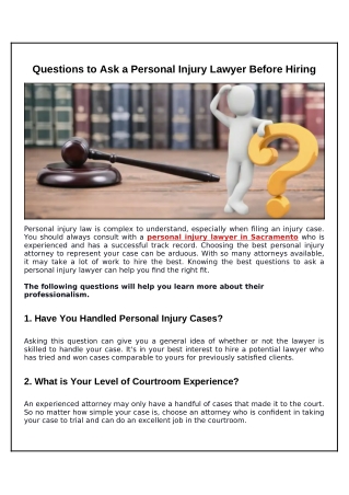 Questions to Ask a Personal Injury Lawyer Before Hiring