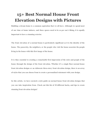 15  Best Normal House Front Elevation Designs with Pictures