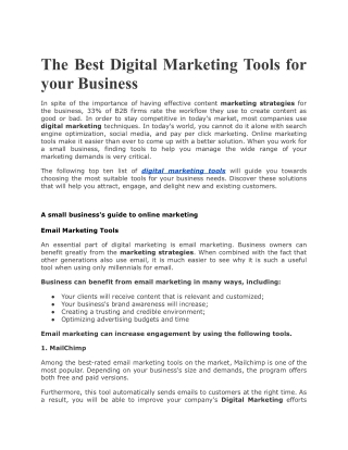 The Best Digital Marketing Tools for your Business