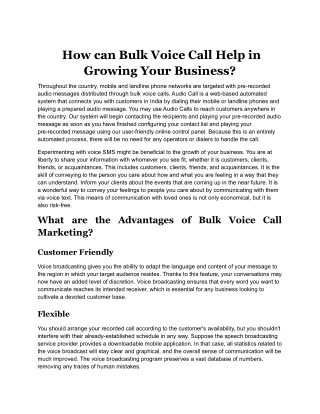 How can bulk voice call help in growing your business.docx