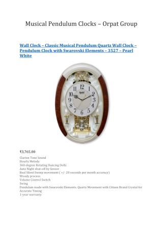 Musical Pendulum Clocks - Orpat