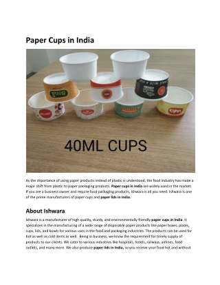 Paper Cups in India    .docx