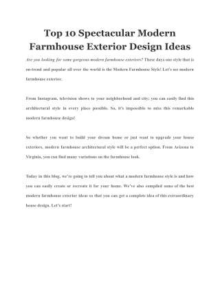 Top 10 Spectacular Modern Farmhouse Exterior Design Ideas
