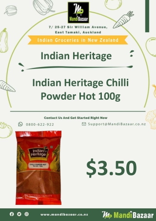 Indian Heritage Chilli Powder Hot 100g - Mandi Bazaar