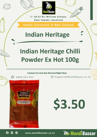 Indian Heritage Chilli Powder Ex Hot 100g - Mandi Bazaar