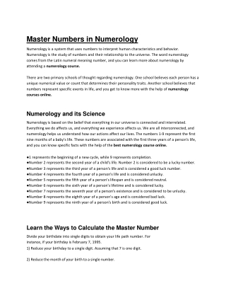 Master Numbers in Numerology