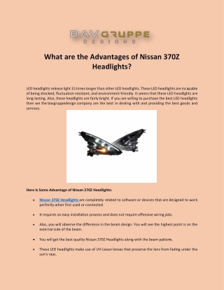 What are the Advantages of Nissan 370Z Headlights?