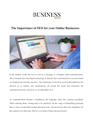 The Importance of SEO for your Online Businesses