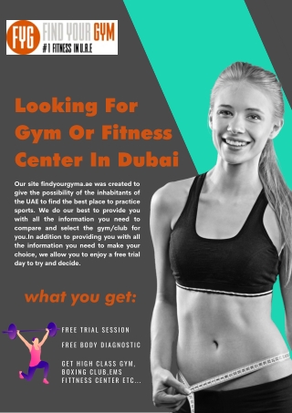 Looking for Gym Or Fitness Center In Dubai
