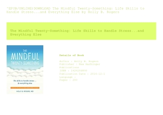 ^EPUB/ONLINE)DOWNLOAD The Mindful Twenty-Something Life Skills to Handle Str