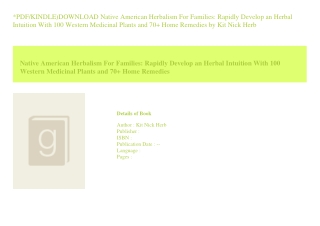 *PDF/KINDLE)DOWNLOAD Native American Herbalism For Families Rapidly Develop