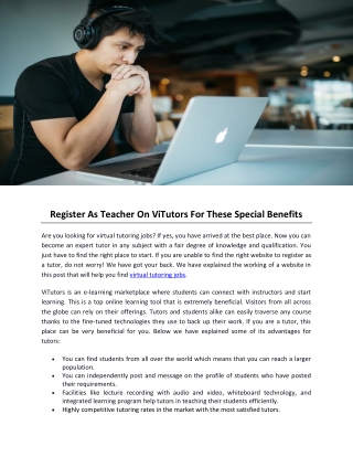 Register As Teacher On ViTutors For These Special Benefits