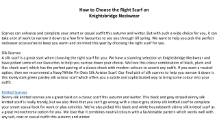 How to Choose the Right Scarf on Knightsbridge Neckwear