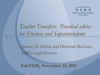 Teacher Transfers: Practical advice for Trustees and Superintendents