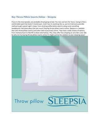 Buy Throw Pillow Inserts Online-sleepsia