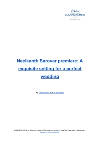 Neelkanth Sarovar Premiere_ A exquisite setting for a perfect wedding