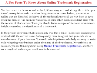 A Few Facts To Know About Online Trademark Registration