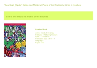 ^Download_[Epub]^ Edible and Medicinal Plants of the Rockies  by Linda J. Ke