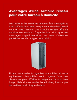 Avantages d'une armoire réseau pour votre bureau à domicile