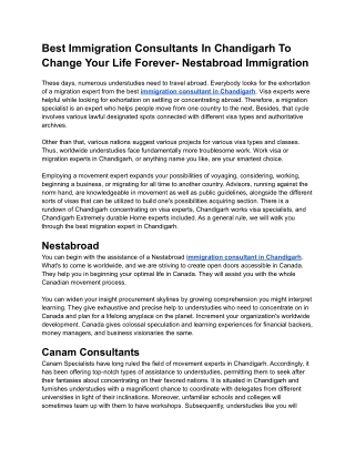 Best Immigration Consultants In Chandigarh To Change Your Life Forever- Nestabroad Immigration